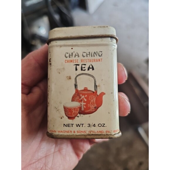 Vintage Cha Ching Chinese Restaurant  Small Tea Tin Wagner & Sons - Picture 1 of 7